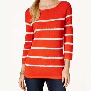 Charter Club Striped Boat Neck Sweater